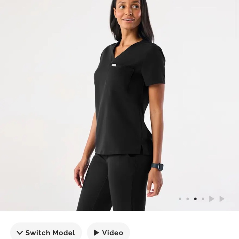 Figs Black Catarina one pocket Scrub Top